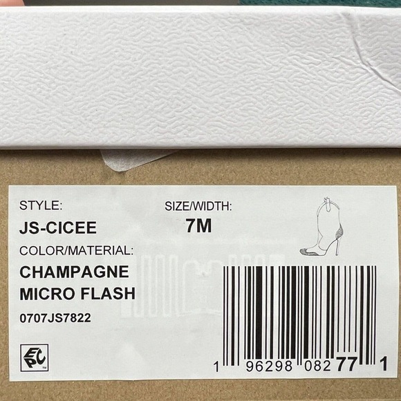 Jessica Simpson Cicee Stiletto Western Boots Champagne Micro Flash Sz 7 Sparkle - Picture 8 of 8